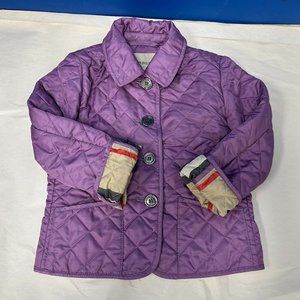 BURBERRY Children Purple Light Quilted Jacket Sz US 3Y